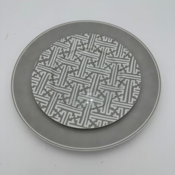 Vintage Fitz & Floyd Salad Plates in Oriental Geometric Gray Set of 6 - Picture 4 of 9